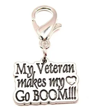 My Veteran Makes My Heart Go Boom! Zipper Pull