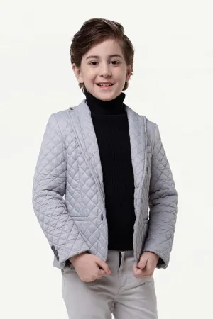 One Friday Kids Boys Grey Quilted Blazer