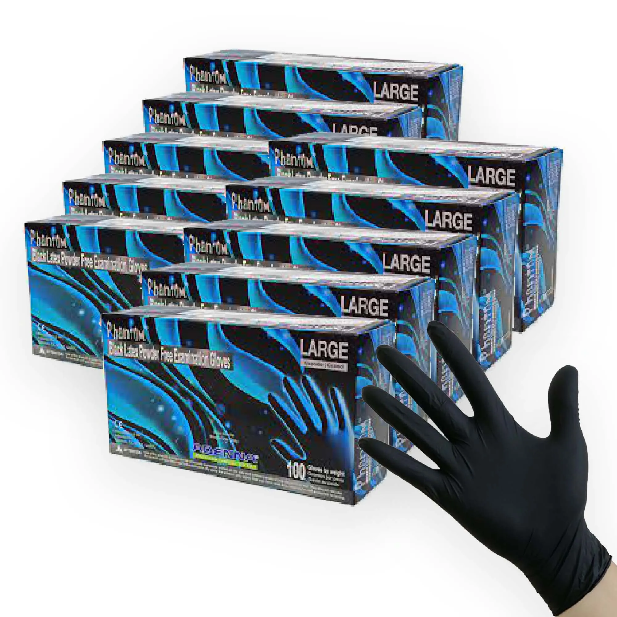 Phantom Black Nitrile Gloves - Exam Grade, Powder Free (3.5 Mil) 1,000 Gloves