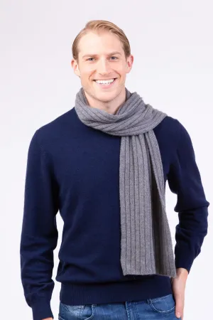 Ribbed Cashmere Scarf - Derby Grey