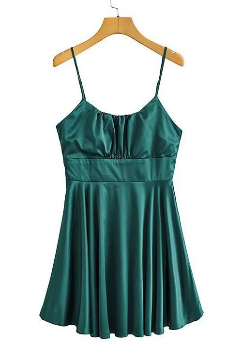 Satin Gathered Bust Slip Mini Dress