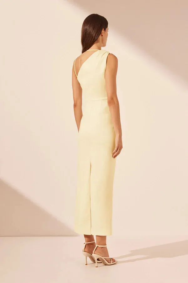 SHONA JOY - Lani Gathered Midi Dress Vanilla