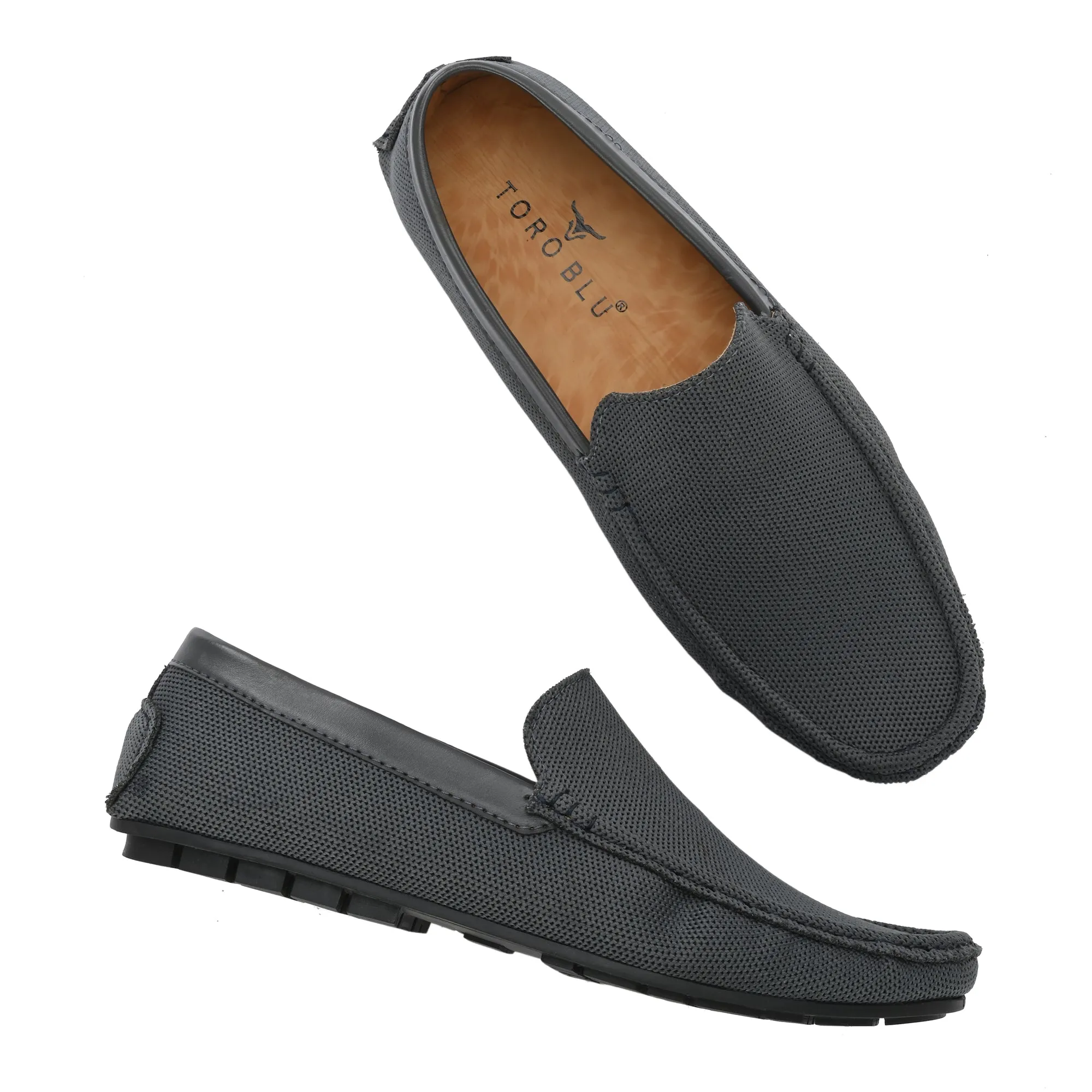 Toro Blu Knit Loafers for Men | Lightweight Shoes for Boys, Designed for All Seasons (C.Grey)