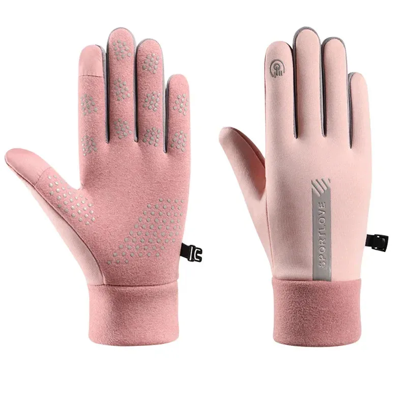 Winter Gloves Women's Bicycle Warm Fleece Anti-cold Waterproof Bicycle