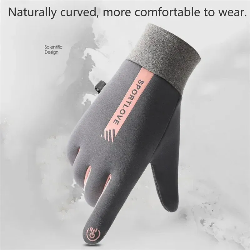 Winter Gloves Women's Bicycle Warm Fleece Anti-cold Waterproof Bicycle