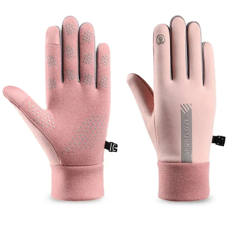 Winter Gloves Women's Bicycle Warm Fleece Anti-cold Waterproof Bicycle