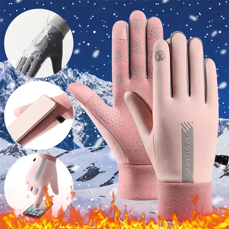 Winter Gloves Women's Bicycle Warm Fleece Anti-cold Waterproof Bicycle