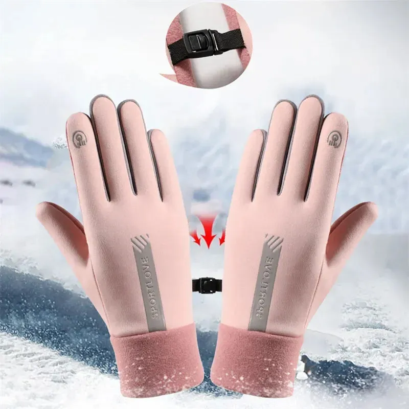 Winter Gloves Women's Bicycle Warm Fleece Anti-cold Waterproof Bicycle