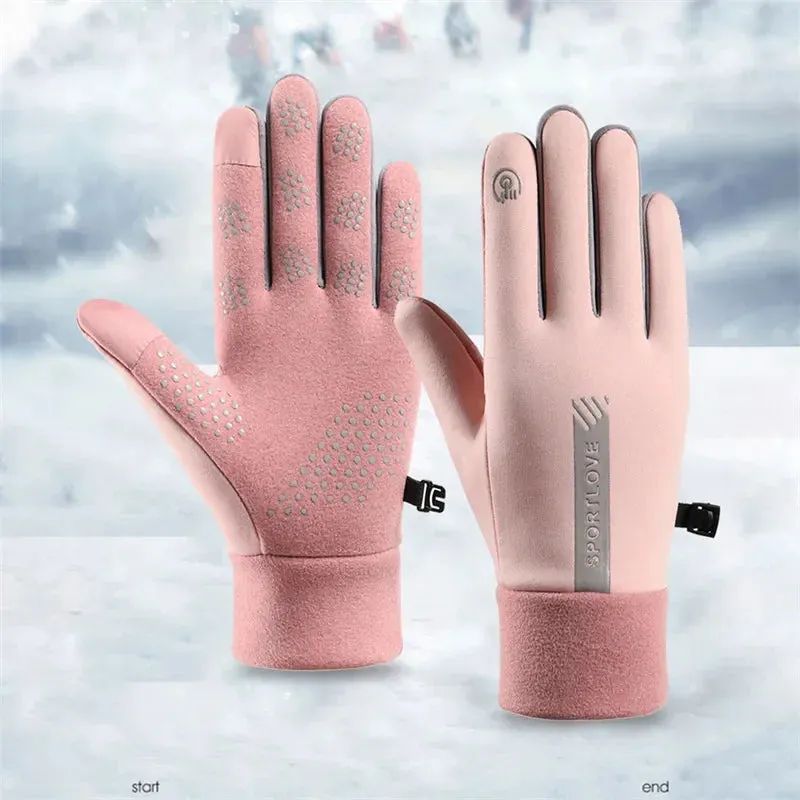 Winter Gloves Women's Bicycle Warm Fleece Anti-cold Waterproof Bicycle