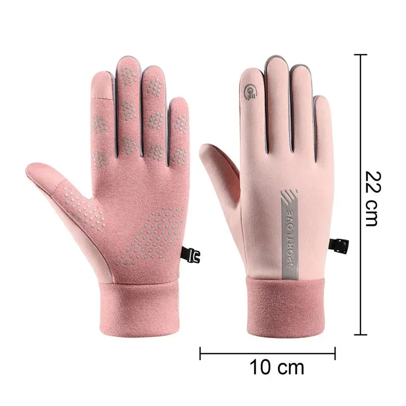 Winter Gloves Women's Bicycle Warm Fleece Anti-cold Waterproof Bicycle